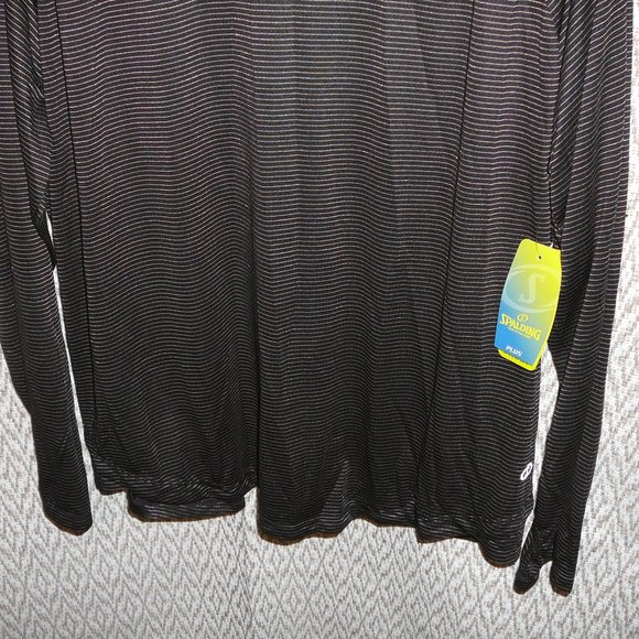 Spalding Speed Dry Black Gold Striped Pullover Turtleneck Athleisure Top 1X NWT - Picture 4 of 11